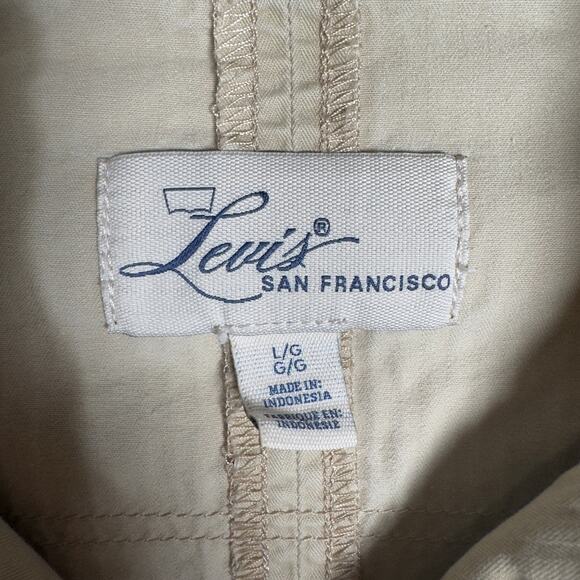 Levi's Cream Khaki Snap Button Casual 100% Cotton Pockets Jacket Women's Size L - Picture 4 of 6